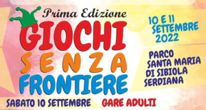 Banner Prima edizione di GIOCHI SENZA FRONTIERE, al Parco di Santa Maria di Sibiola - Serdiana - 10 e 11 Settembre 2022 - ParteollaClick